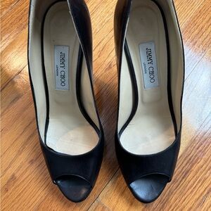 Jimmy Choo Black Peep Toe Pumps
